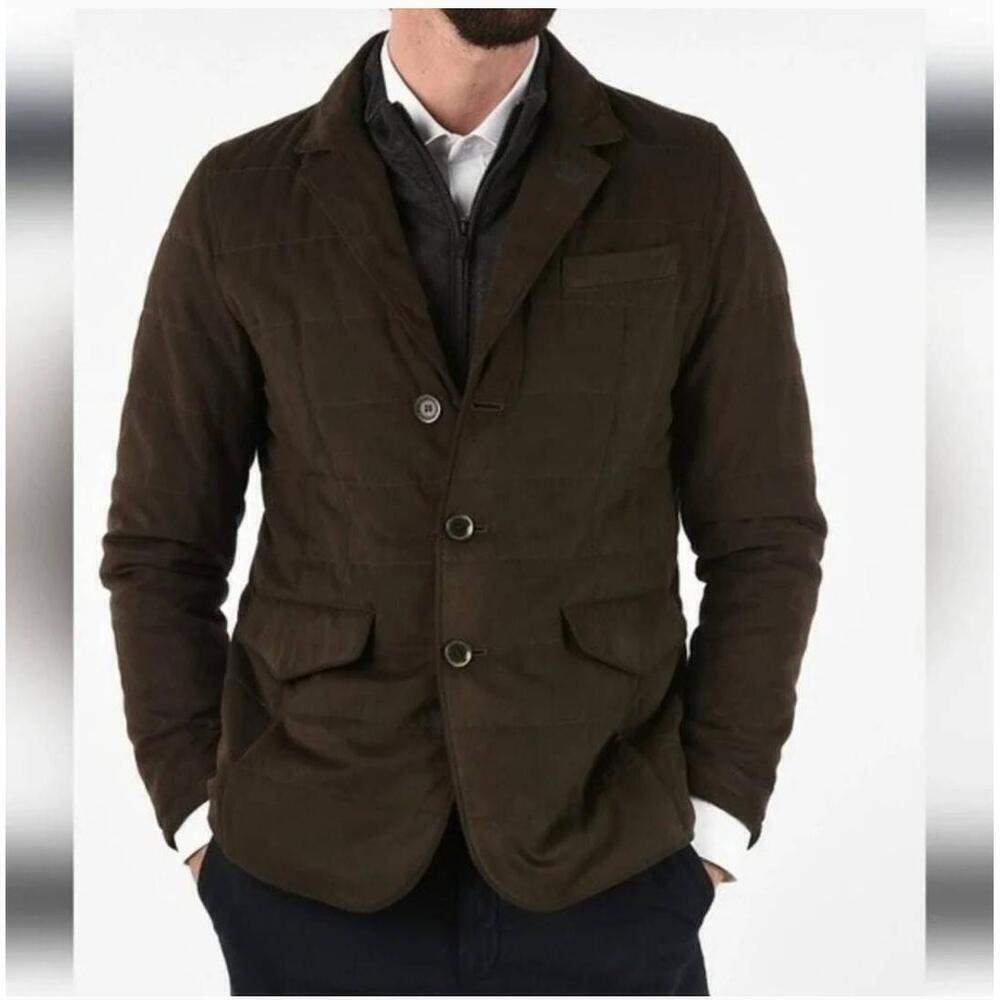 Cc Collection O. Wear Corneliani Suede Sueretto Jacket taupe sz 44 - Picture 15 of 16